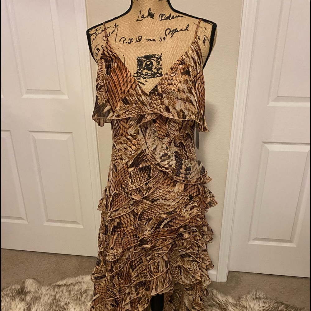 Boston Proper Chiffon dress animal print NWT